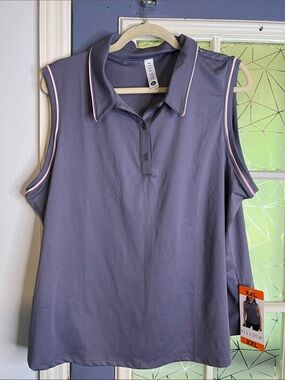 Else sport xxl Sleeveless Polo Top in Lavender with Pink Trim NWT